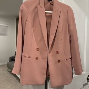 Express Dusty Rose Double Breasted Oversized Blazer